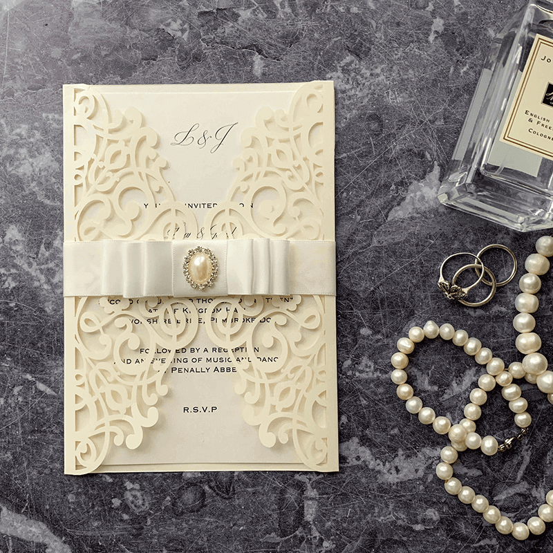 Lavish Wedding Invitation - Ivory