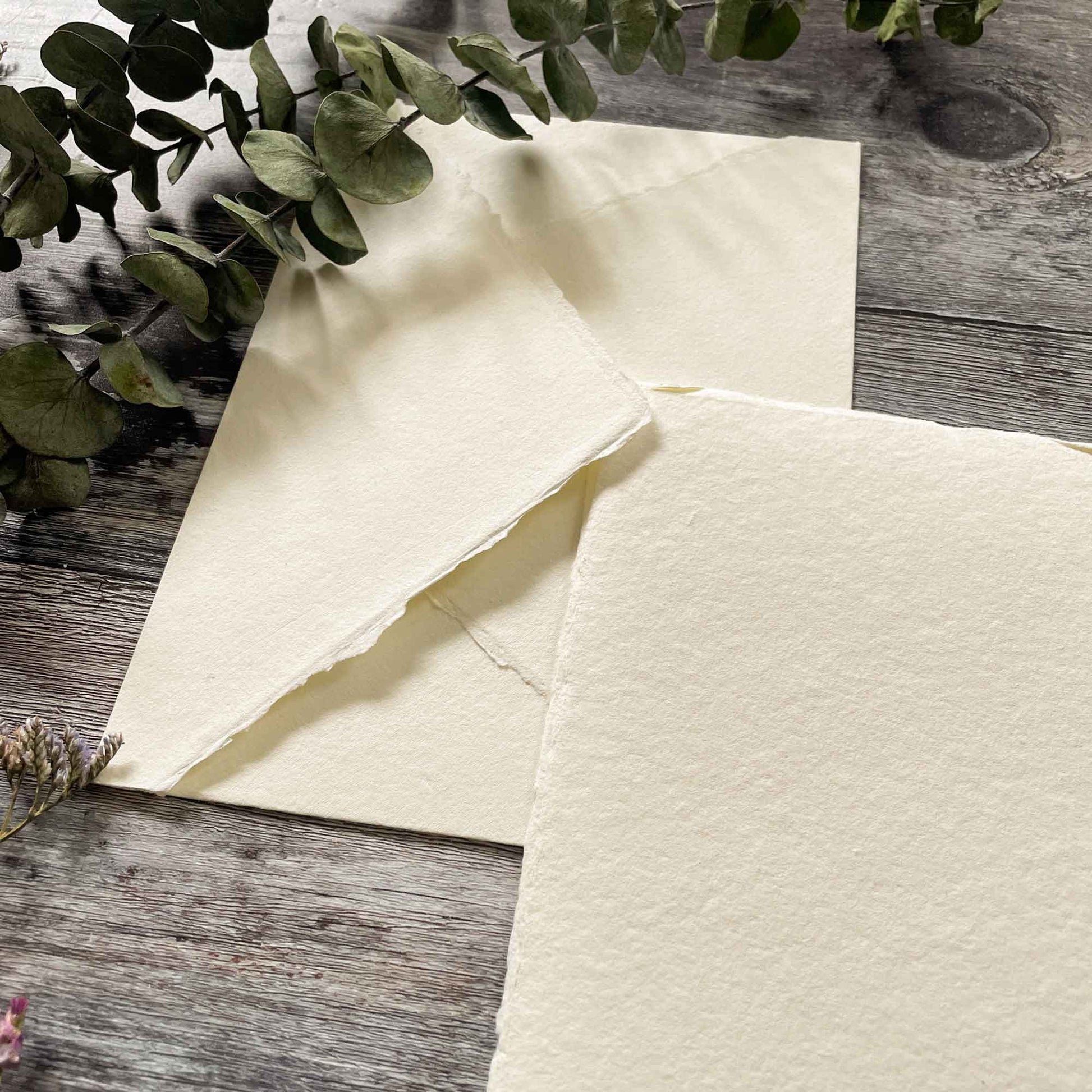 Ivory Handmade Paper, Card and Envelopes (Vegan)  ImagineDIY   