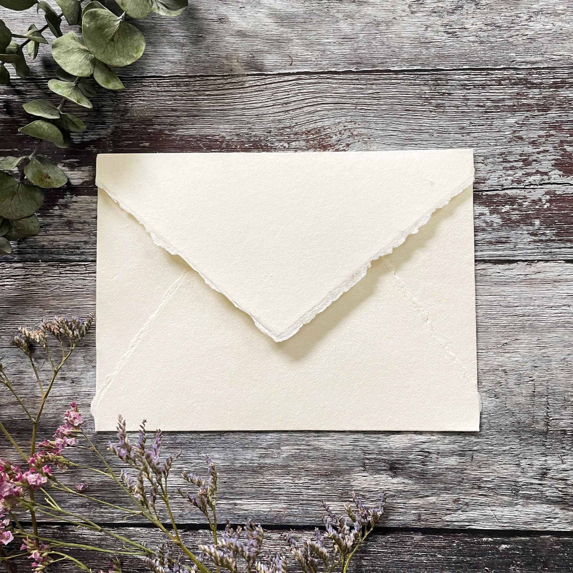 Ivory Handmade Paper, Card and Envelopes (Vegan)  ImagineDIY Envelopes 5 x 7 