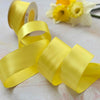 wide satin ribbon in lemon yellow.  38mm wide.  1 1/2 inch wide bright satin ribbon