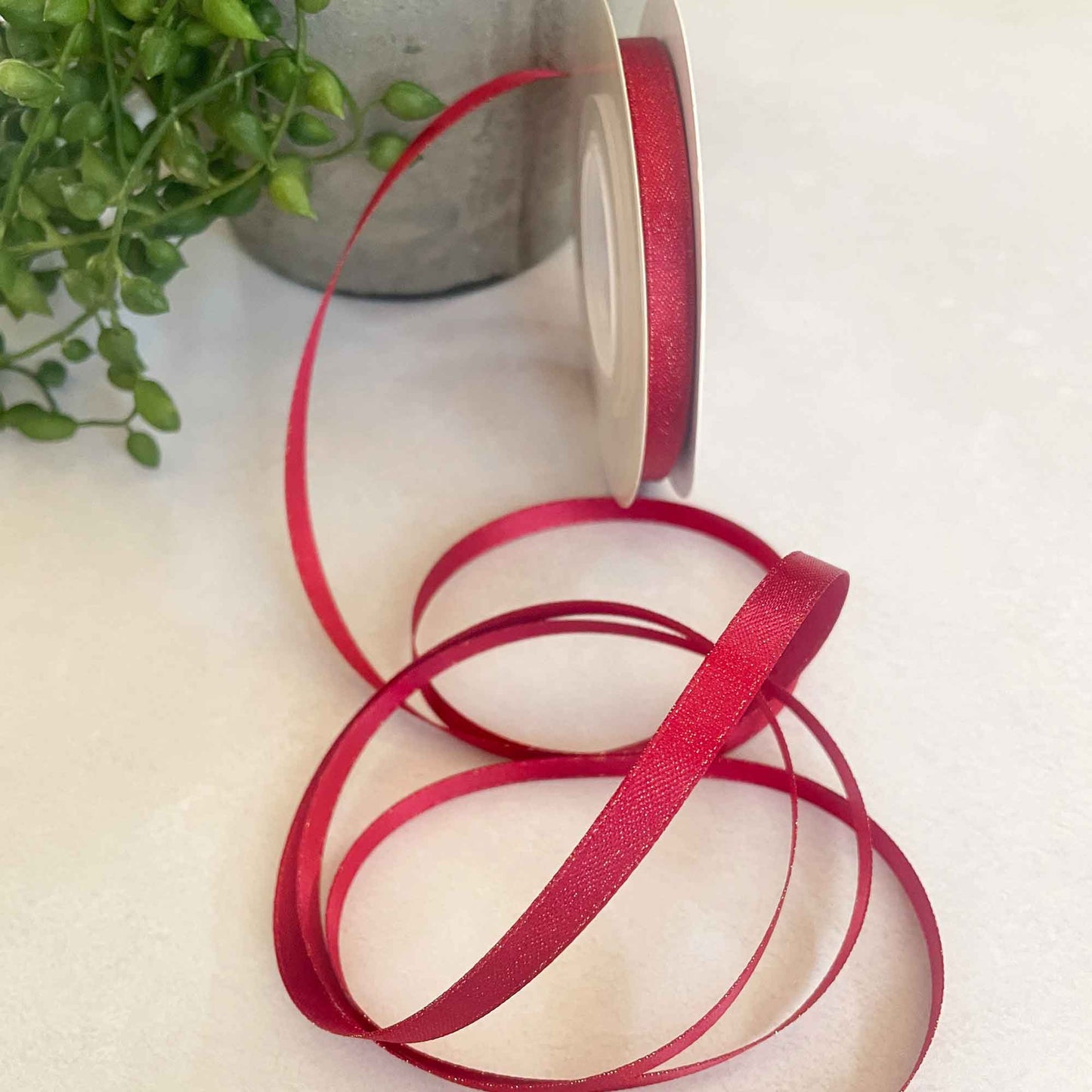 6mm red ribbon with gold fleck