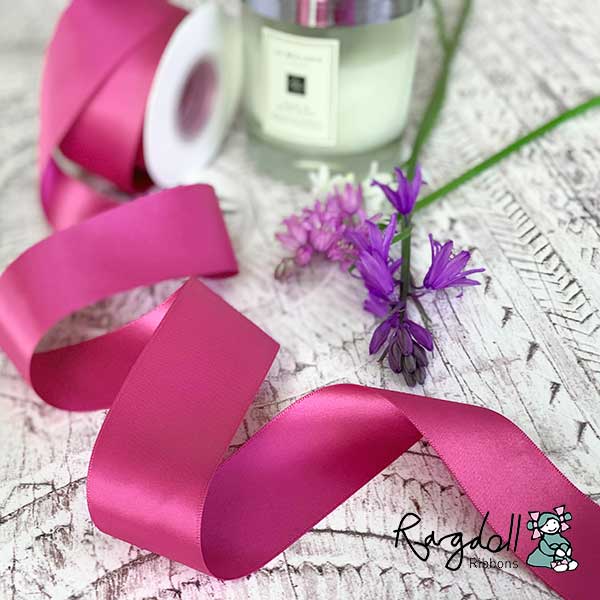 Black Raspberry Ribbon 38mm Raspberry Rose Satin Ribbon - 10 Metre Roll - Imagine DIY