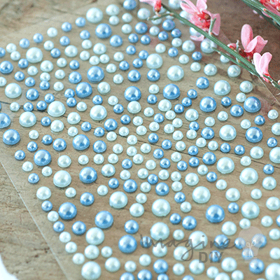 Self Adhesive Pearls - Blue and Aqua  ImagineDIY   