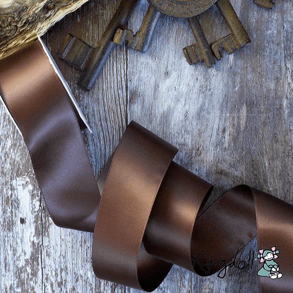 Coffee Ribbon 13mm Black Coffee Satin Ribbon – 1 Metre - Imagine DIY