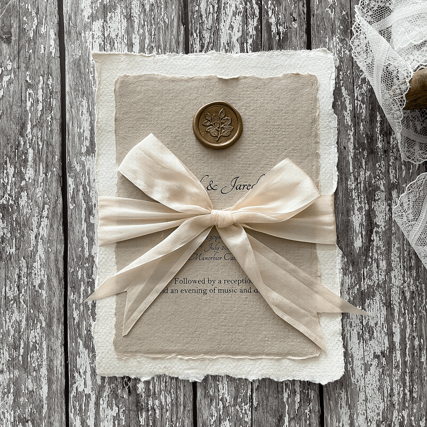 DIY-wedding-invitation-with-handmade-paper-and-silk