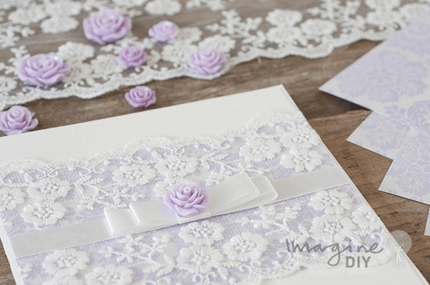 DIY_Wedding_invitation_idea_Lilac_lavander_vintage_lace_roses