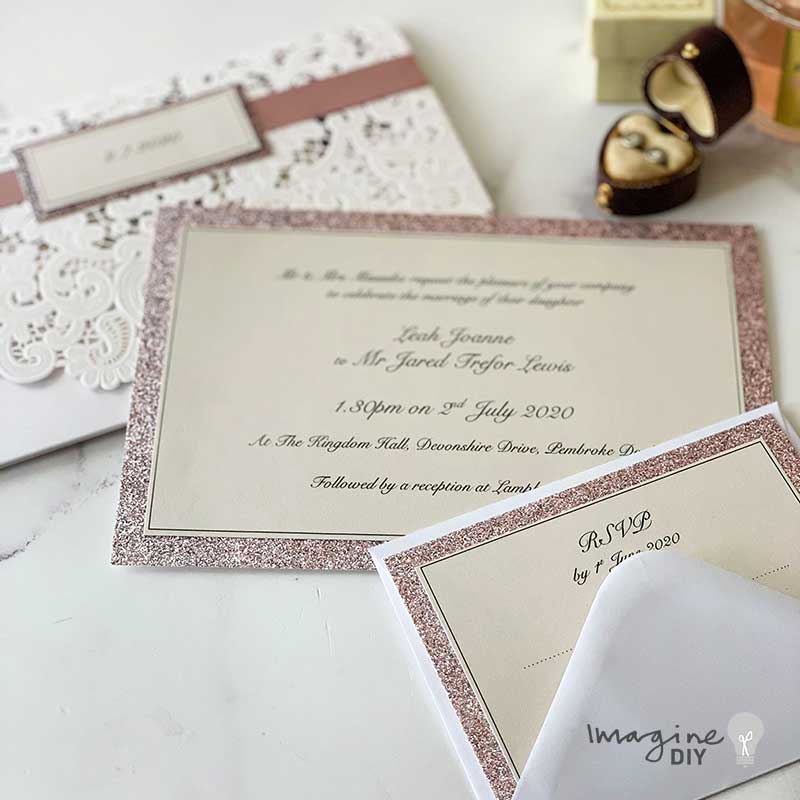 DIY_wedding_invitations_with_glitter_and_lace