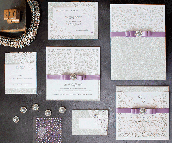 DIY_wedding_stationery_with_glitter_and_laser_cut