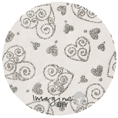 Glitter Heart in White and Silver (recycled cotton paper)  ImagineDIY   
