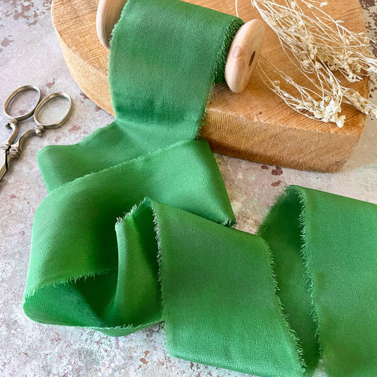 Silk Ribbon in Emerald Green  ImagineDIY   