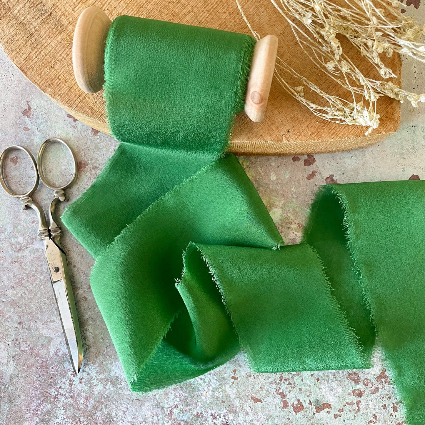 Silk Ribbon in Emerald Green  ImagineDIY   