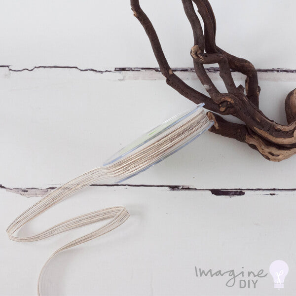 Natural Metallic Pulled Thread Ribbon Tan/Gold  ImagineDIY 1 Meter  
