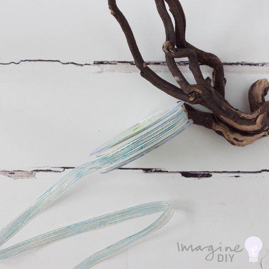 Natural Metallic Pulled Thread Ribbon Turquoise/Silver  ImagineDIY 1 Meter  