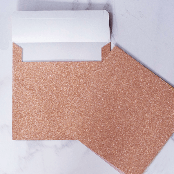 Rose Gold Glitter Envelope - 16cm Square  ImagineDIY   