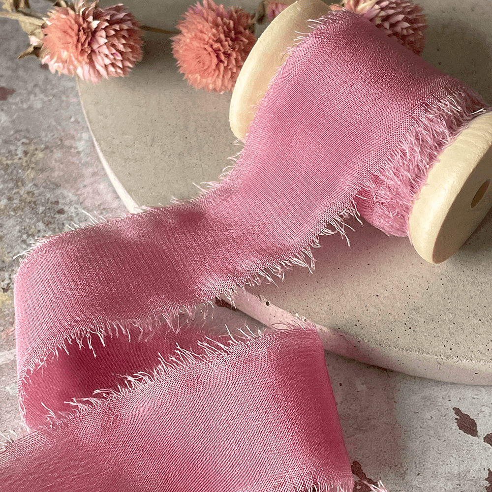 Silk Ribbon in Soft Raspberry  ImagineDIY   