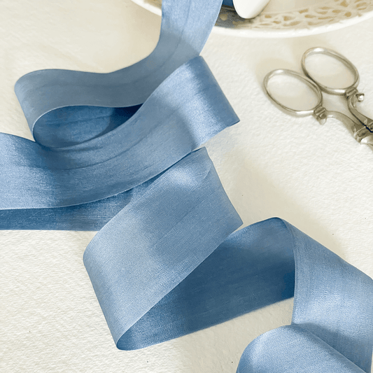Silk Closed Edge Ribbon in Airforce Blue  ImagineDIY   