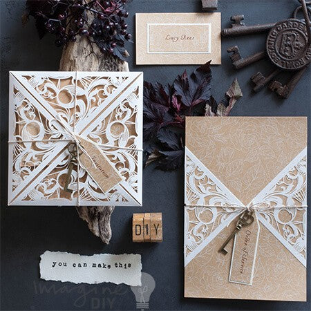 How to Make... DIY Rustic Laser Cut Wedding Stationery using extravaganza and floral kraft
