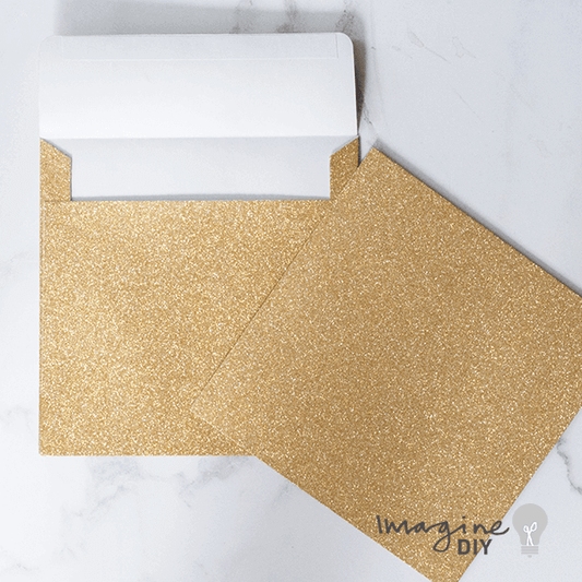 Gold Glitter Envelope - 16cm square  ImagineDIY   