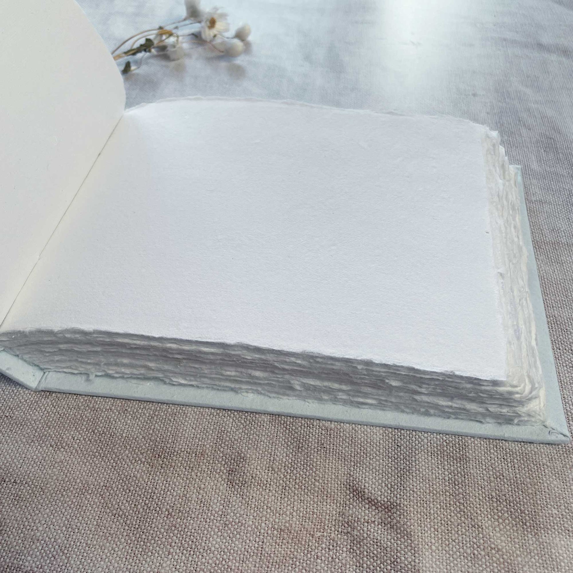 light-blue-blank-handmade-paper-guest-book-journal