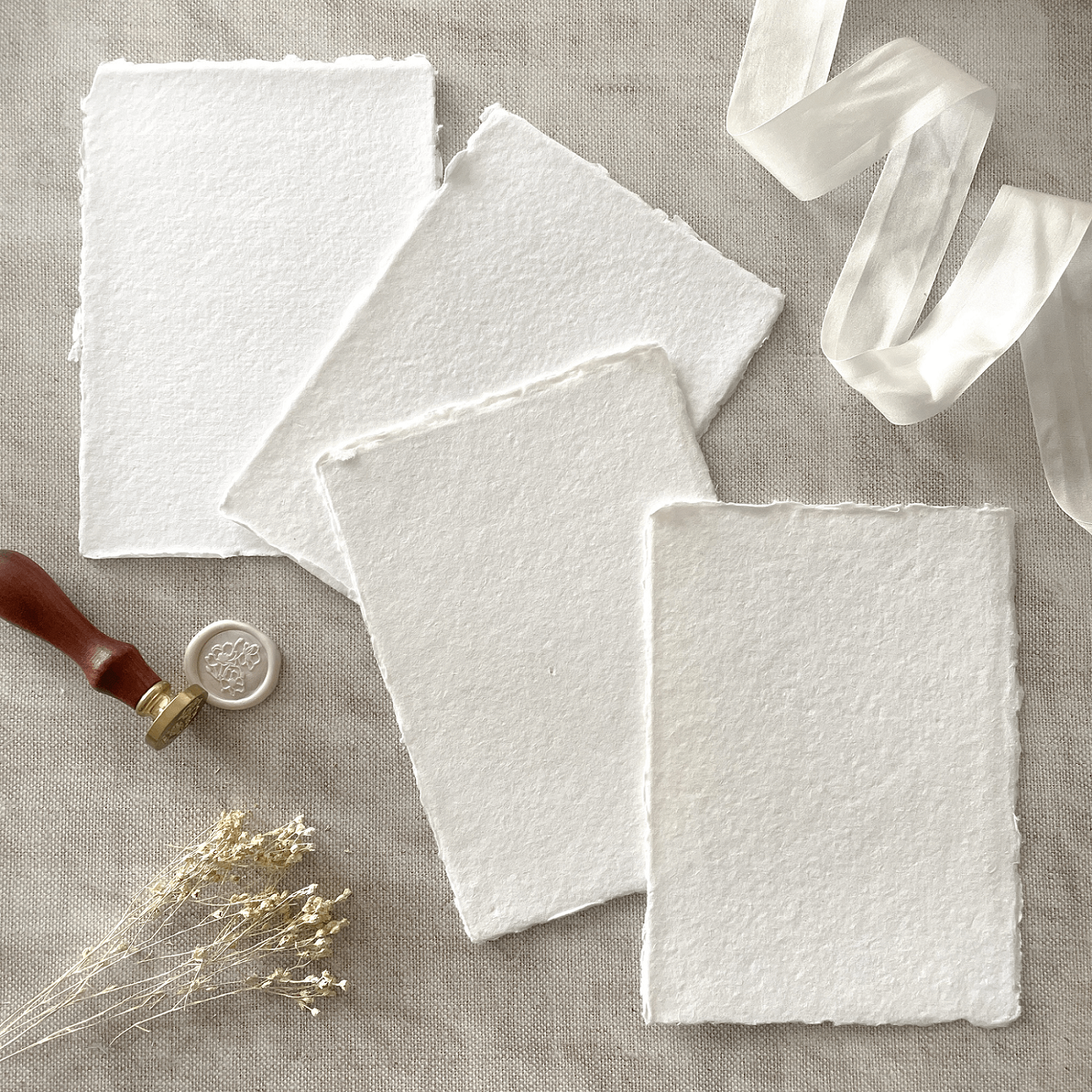 White Handmade Paper Card Envelopes. Recycled Cotton Rag Vegan