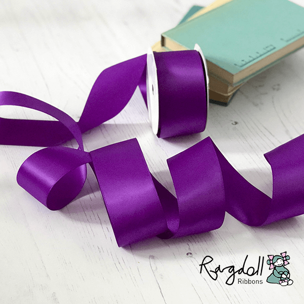 38mm Royal Purple Satin Ribbon - 10 Metre Roll - Imagine DIY