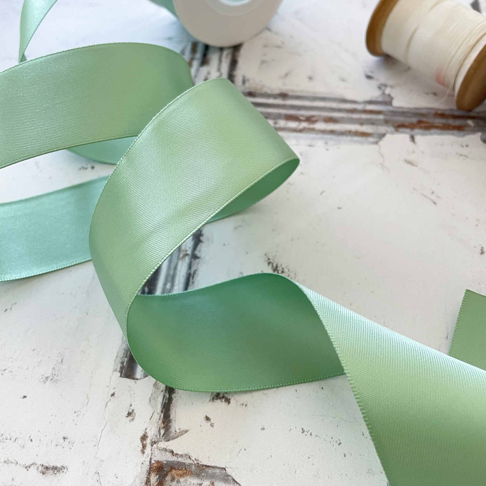 Sage Ribbon 16mm Sage Green Satin Ribbon - 1 Meter - Imagine DIY