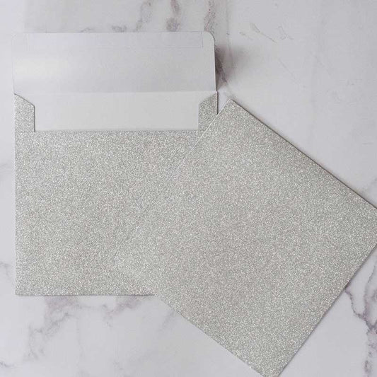 Silver Glitter Envelope - 16cm Square  ImagineDIY   