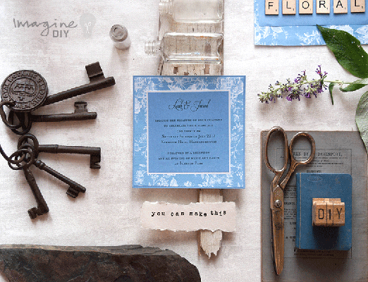 simple_Diy_wedding_invitation_idea_blue_floral