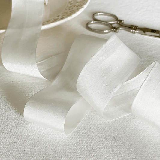 Silk Closed Edge Ribbon in White  ImagineDIY   
